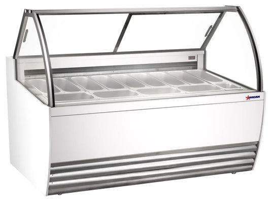 Omcan FR-CN-00013W 69.5 inch thirteen pan gelato display showcase white exterior