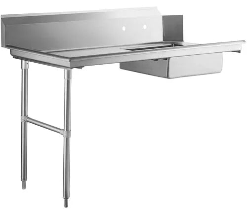 Omcan 28484 48 inch soiled dish table with sink and left drainboard