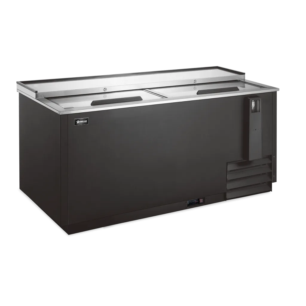 Omcan BB-CN-0014-HC 50 inch two lid horizontal bottle cooler black