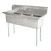 Omcan 43776 three tub stainless steel sink with center drains and no drainboard