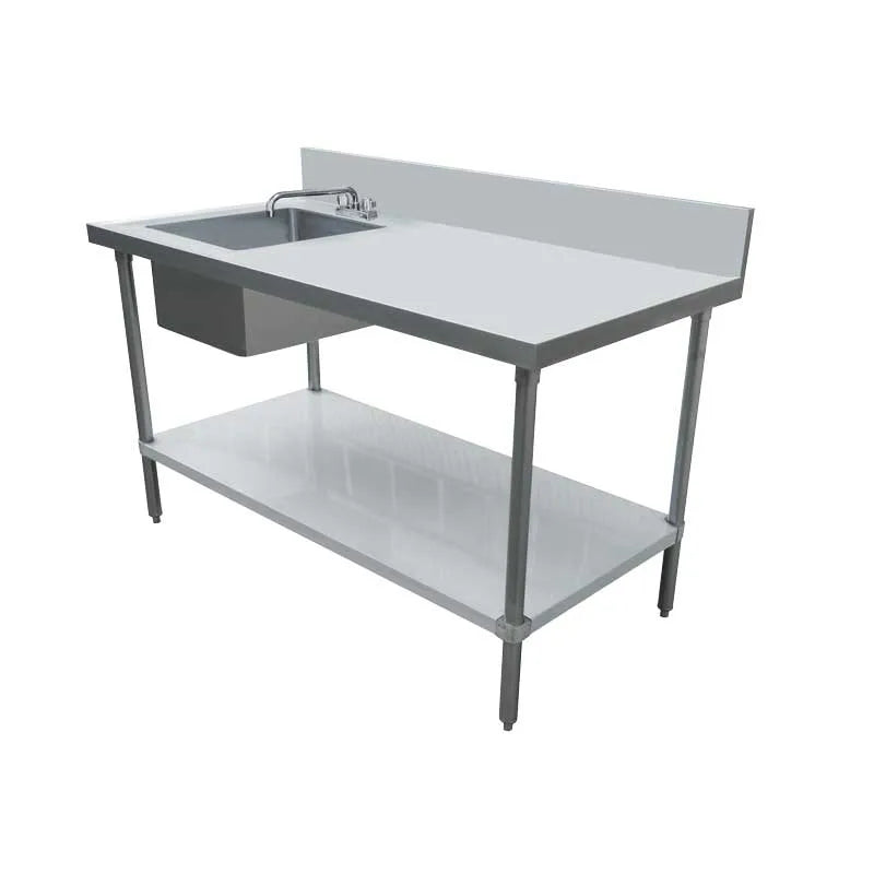 Omcan 43239 30 x 72 inch stainless steel work table with left sink