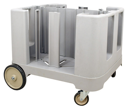 Omcan 80922 gray dish caddy with six adjustable dividers and vinyl cover