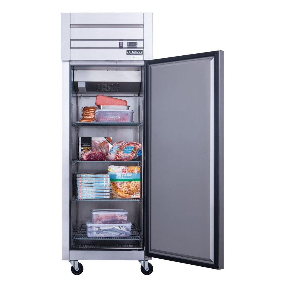 Dukers D28AF reach-in freezer in a commercial kitchen setting