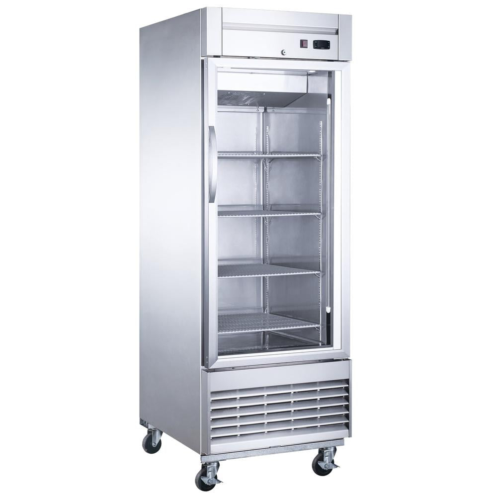 Dukers D28F-GS1 single glass door bottom mount reach-in freezer, stainless steel