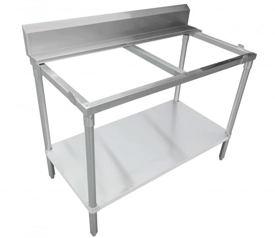 Omcan 41281 30 x 72 inch solid poly top work table with backsplash