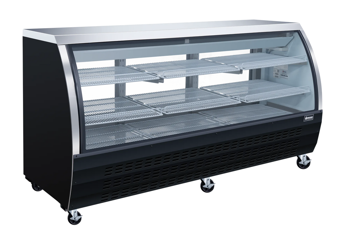 Omcan RS-CN-0200-B 82 inch black sliding door floor refrigerated showcase