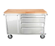 Omcan 48592 48 inch mobile working bench with 4 drawers and 1 door