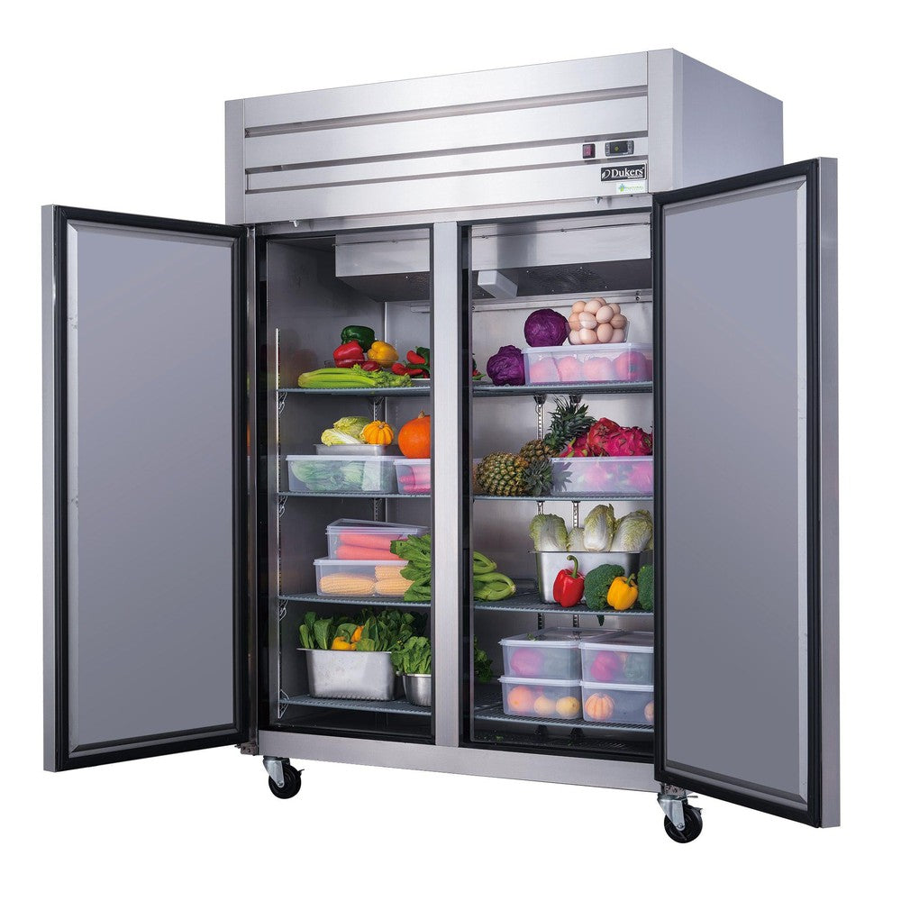 Dukers D55AF reach-in freezer recessed handle and control panel detail