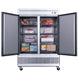 Dukers D55F reach-in freezer interior with eight adjustable wire shelves