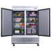 Dukers D55R two door reach-in refrigerator in a commercial kitchen