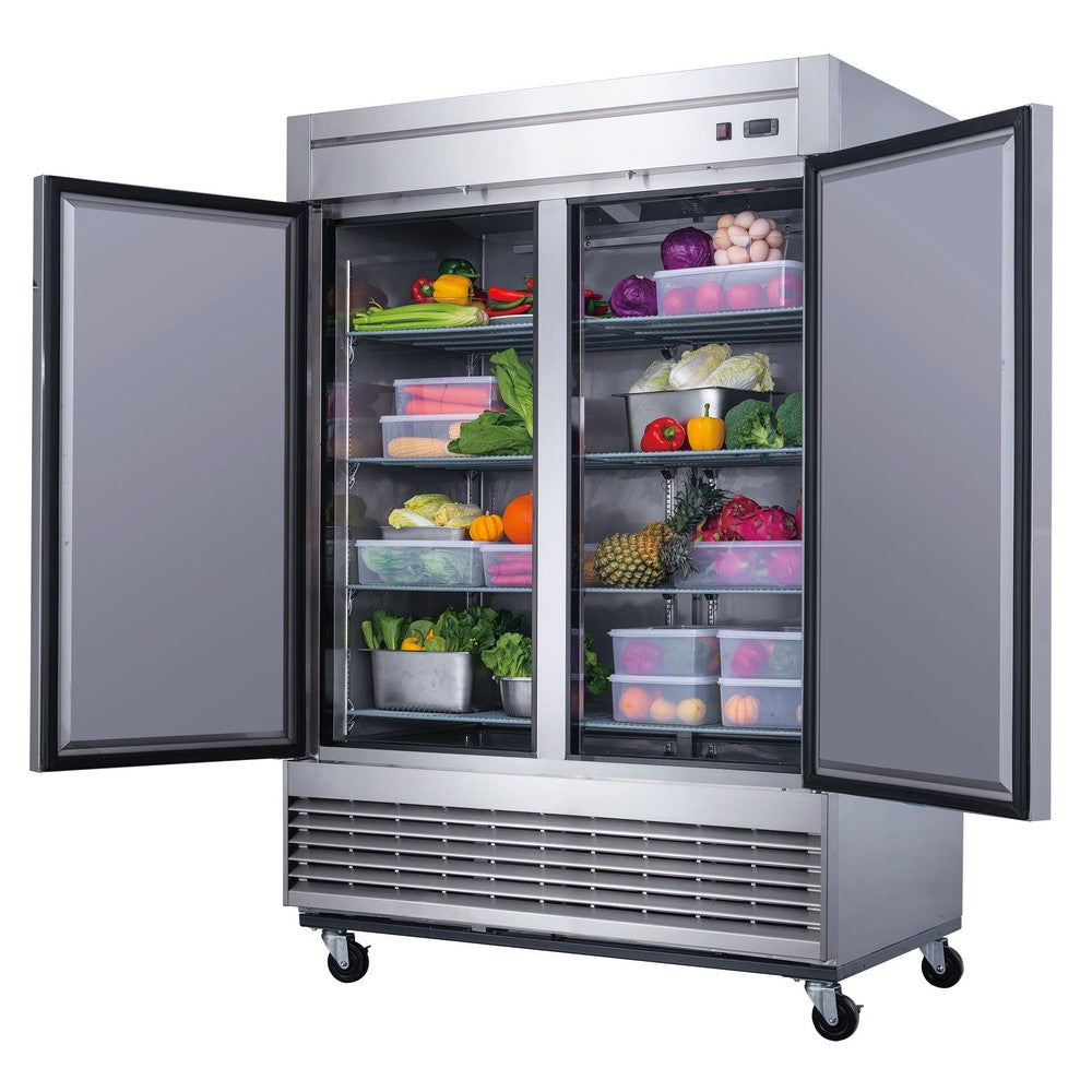 Dukers D55R reach-in refrigerator recessed handle and control panel detail