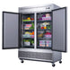 Dukers D55R reach-in refrigerator recessed handle and control panel detail