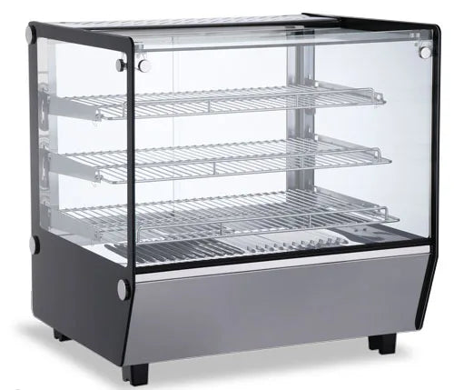 Omcan DW-CN-0120-5 27 inch countertop display warmer with three shelves and square glass