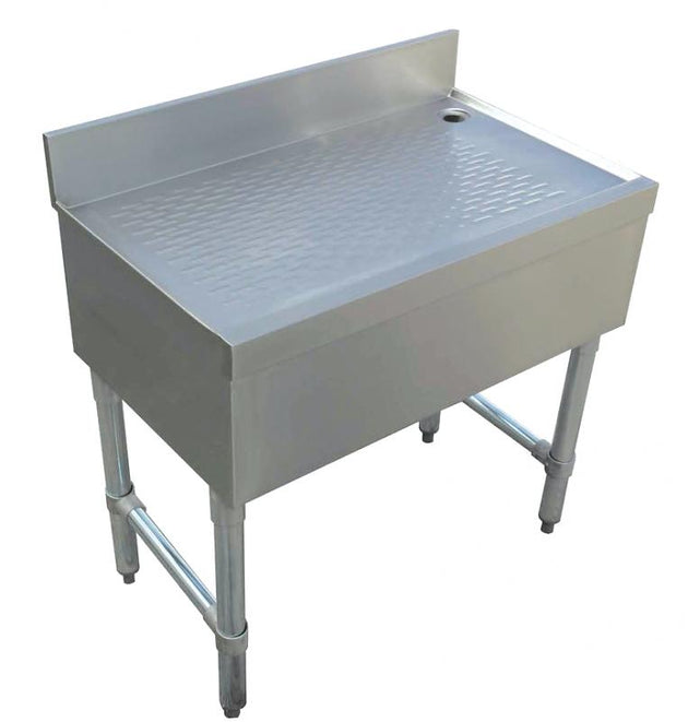 Omcan 43472 18 gauge stainless steel bar drainboard unit with backsplash