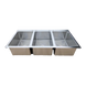 Omcan 44604 three compartment stainless steel drop in sink with flat top