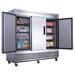 Dukers D83F three door reach-in freezer in a commercial kitchen
