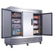 Dukers D83F three door reach-in freezer in a commercial kitchen
