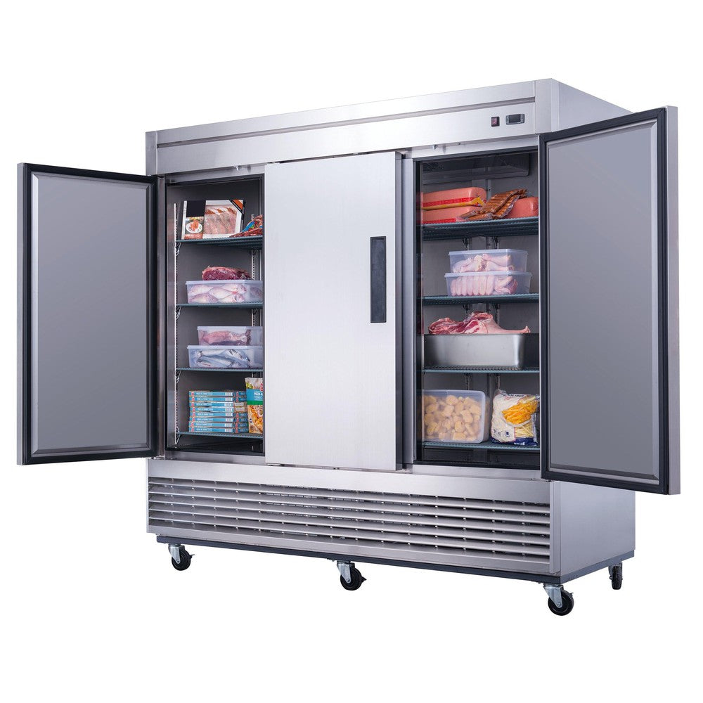 Dukers D83F reach-in freezer recessed handle and control panel detail