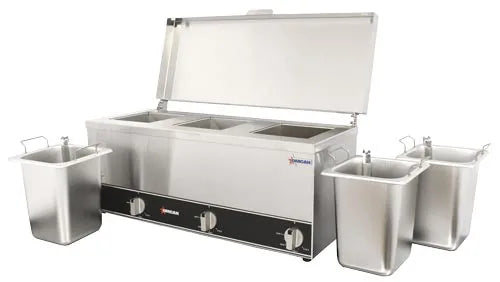 Omcan FW-CN-0253 triple sauce pot warmer with three 2.5 L pots
