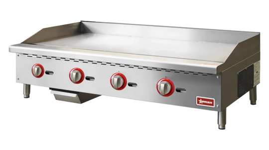 Omcan CE-CN-G48-M 48 inch gas griddle with four burners and manual control