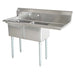 Omcan 43792 two tub stainless steel sink with right drainboard
