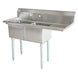 Omcan 43792 two tub stainless steel sink with right drainboard