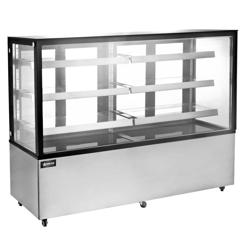 Omcan RS-CN-0571-S 72 inch square glass refrigerated floor display case