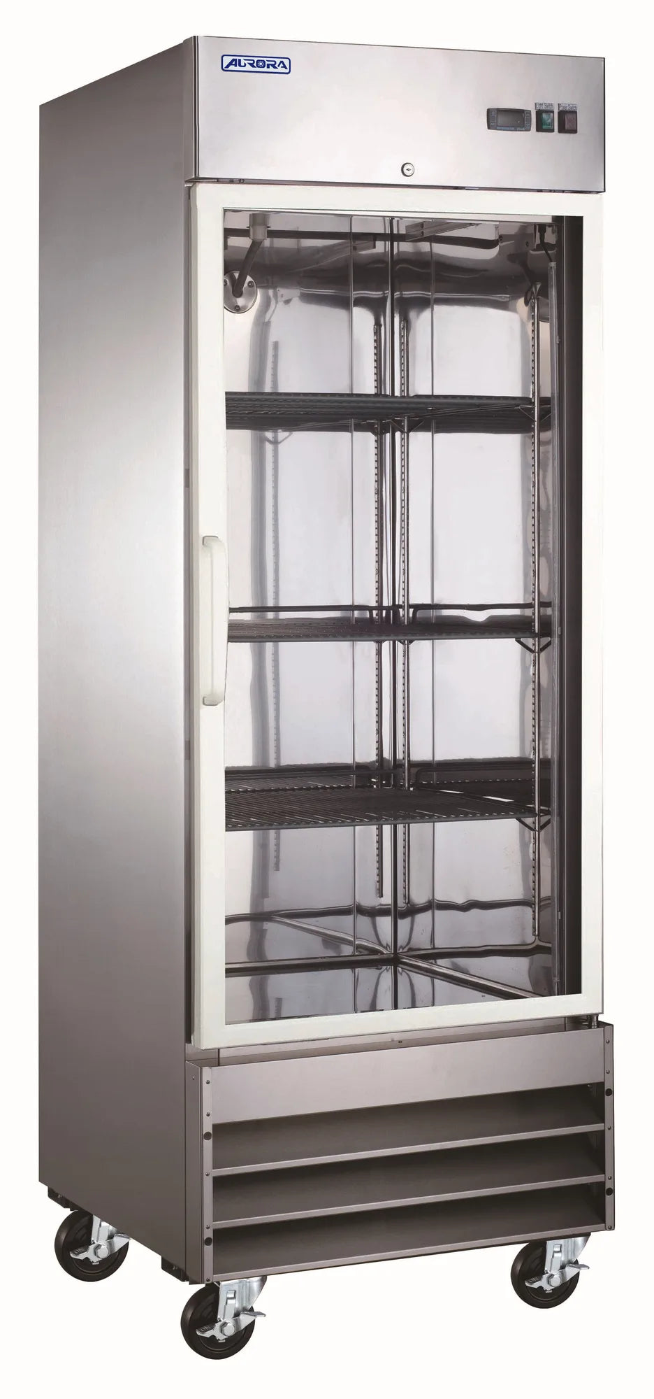 Omcan RE-CN-0021E-G-HC Aurora 29 inch glass door stainless steel reach-in refrigerator