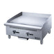 Dukers DCGMA24 gas griddle side profile showing deep cabinet and splash guard
