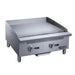 Dukers DCGMA24 24 inch manual gas griddle front view with two burner controls