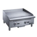 Dukers DCGM24 24 inch manual gas griddle front view with two burner control knobs