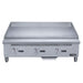 Dukers DCGM36 gas griddle front view showing control panel and grease drawer