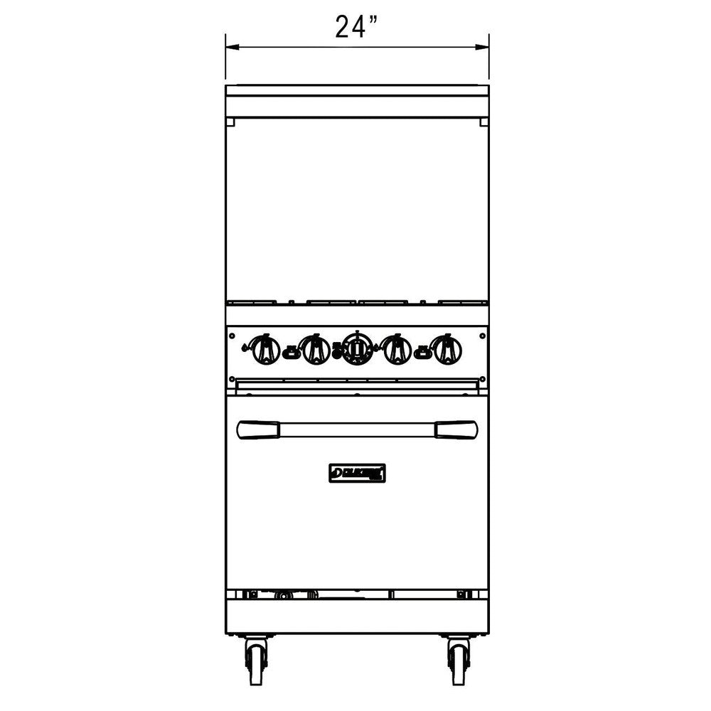 DCR24-4B dimension drawing with 24 inch width and 56 inch overall height