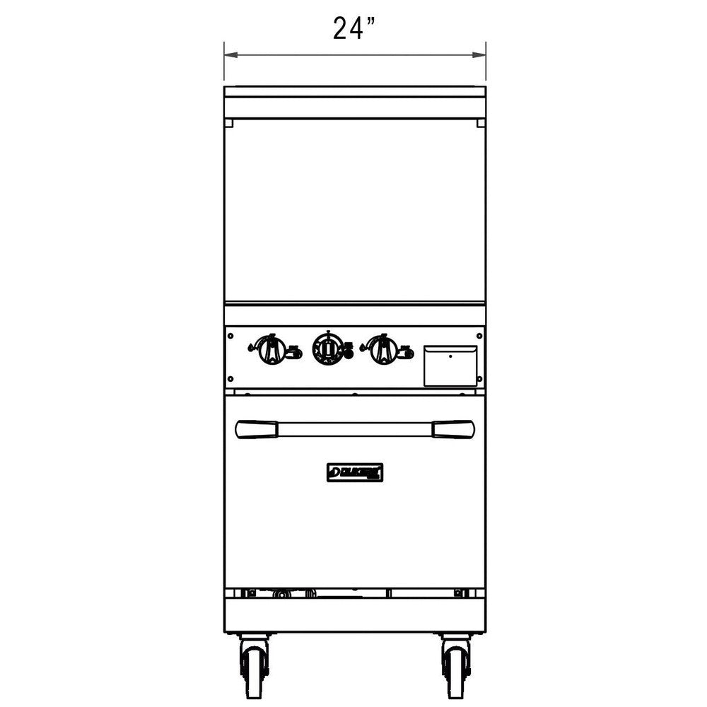 DCR24-GM dimension drawing with 24 inch width and 56 inch overall height