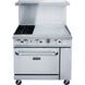 DCR36-2B24GM front view showing two cast iron grates beside the griddle plate and the oven door