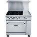 DCR36-4B12GM front view showing four cast iron grates beside the 12 inch griddle plate and the oven door
