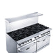 DCR60-10B overhead view showing the ten burner layout under 12 inch cast iron grates