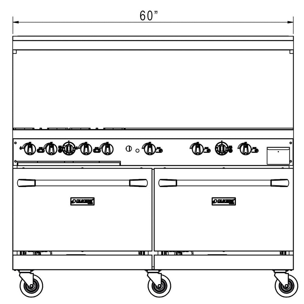 DCR60-4B36GM dimension drawing showing 60 inch width and 56 inch overall height
