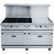 DCR60-6B24GM front view showing six cast iron grates beside the 24 inch griddle plate and two oven doors