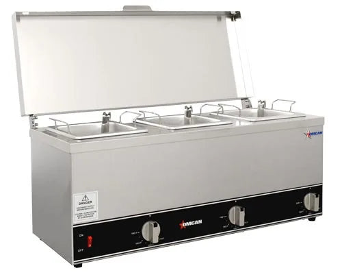 Omcan FW-CN-0253 triple sauce pot warmer with three 2.5 L pots