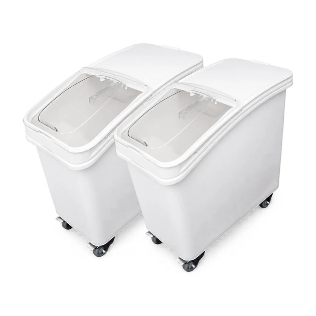 Omcan 80986 27 gallon mobile ingredient bin with sliding lid and scoop