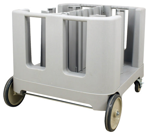 Omcan 80922 gray dish caddy with six adjustable dividers and vinyl cover