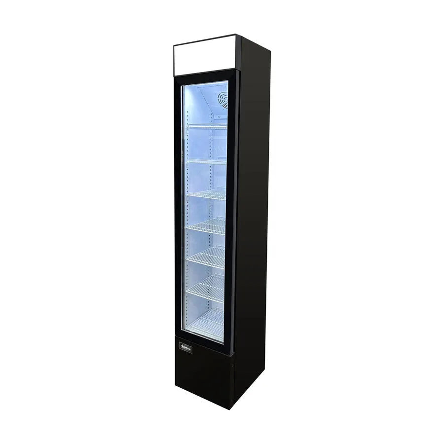 Omcan RS-CN-0105-B slim display refrigerator detail view