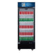 Dukers DSM-15R glass door merchandiser refrigerator front view with five wire shelves