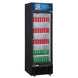 Dukers LG-430 single glass swing door merchandiser refrigerator, left side view