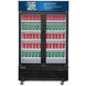 Dukers DSM-48R glass door merchandiser refrigerator front view with two swing doors