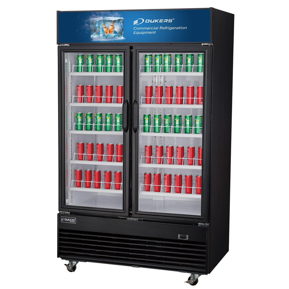 Dukers DSM-41R glass door merchandiser refrigerator right side profile