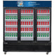Dukers DSM-69R glass door merchandiser refrigerator front view with three swing doors