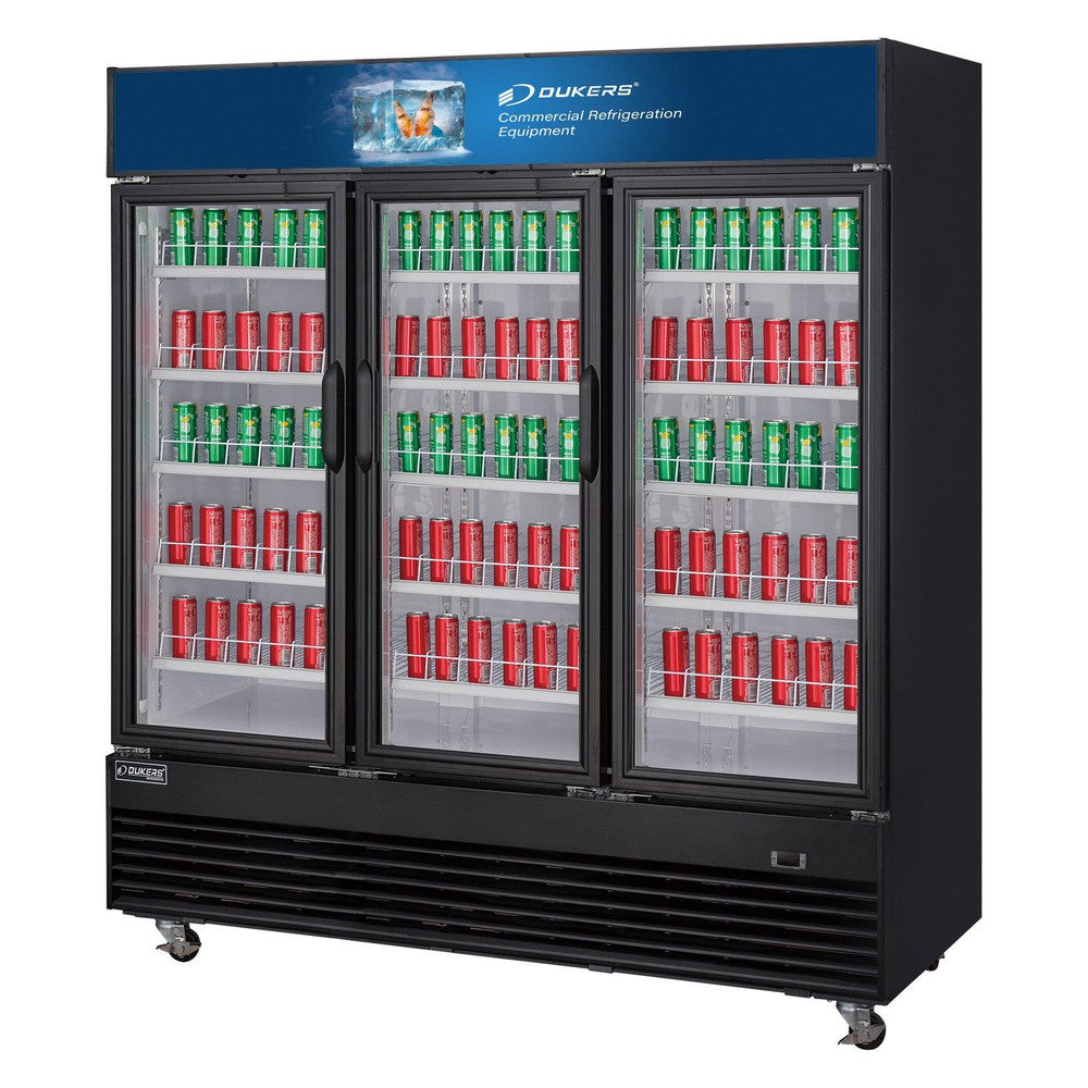 Dukers DSM-69R glass door merchandiser refrigerator right side profile