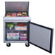 Dukers DSP29-12M-S1 prep table shown on a commercial sandwich build line